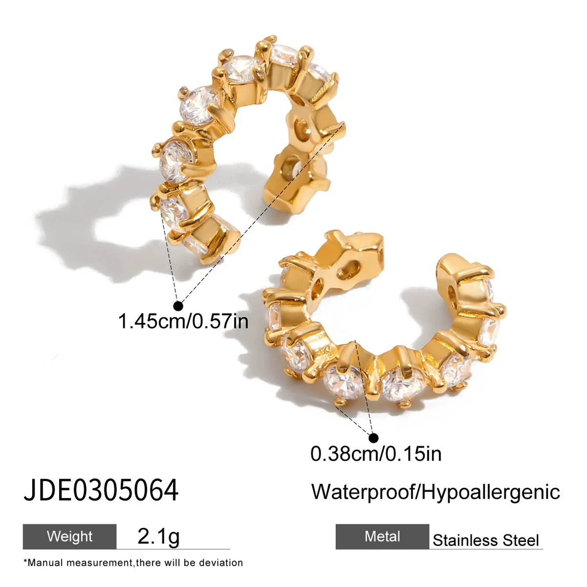 Wholesale Women's Geometric Stainless Steel Electroplated Cring Earrings - Image 6