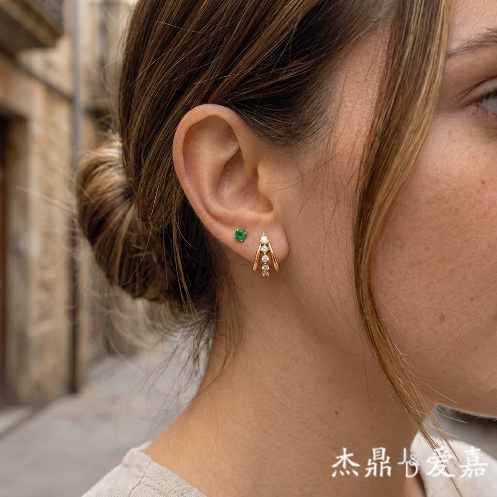 Wholesale Women's Geometric Stainless Steel Electroplated Cshaped Earrings