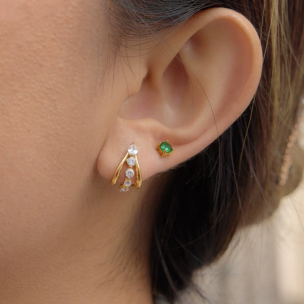 Wholesale Women's Geometric Stainless Steel Electroplated Cshaped Earrings - Image 3