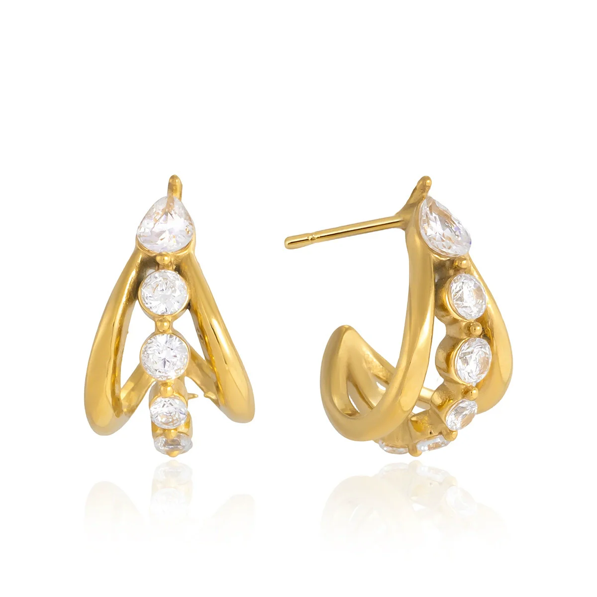 Wholesale Women's Geometric Stainless Steel Electroplated Cshaped Earrings - Image 5