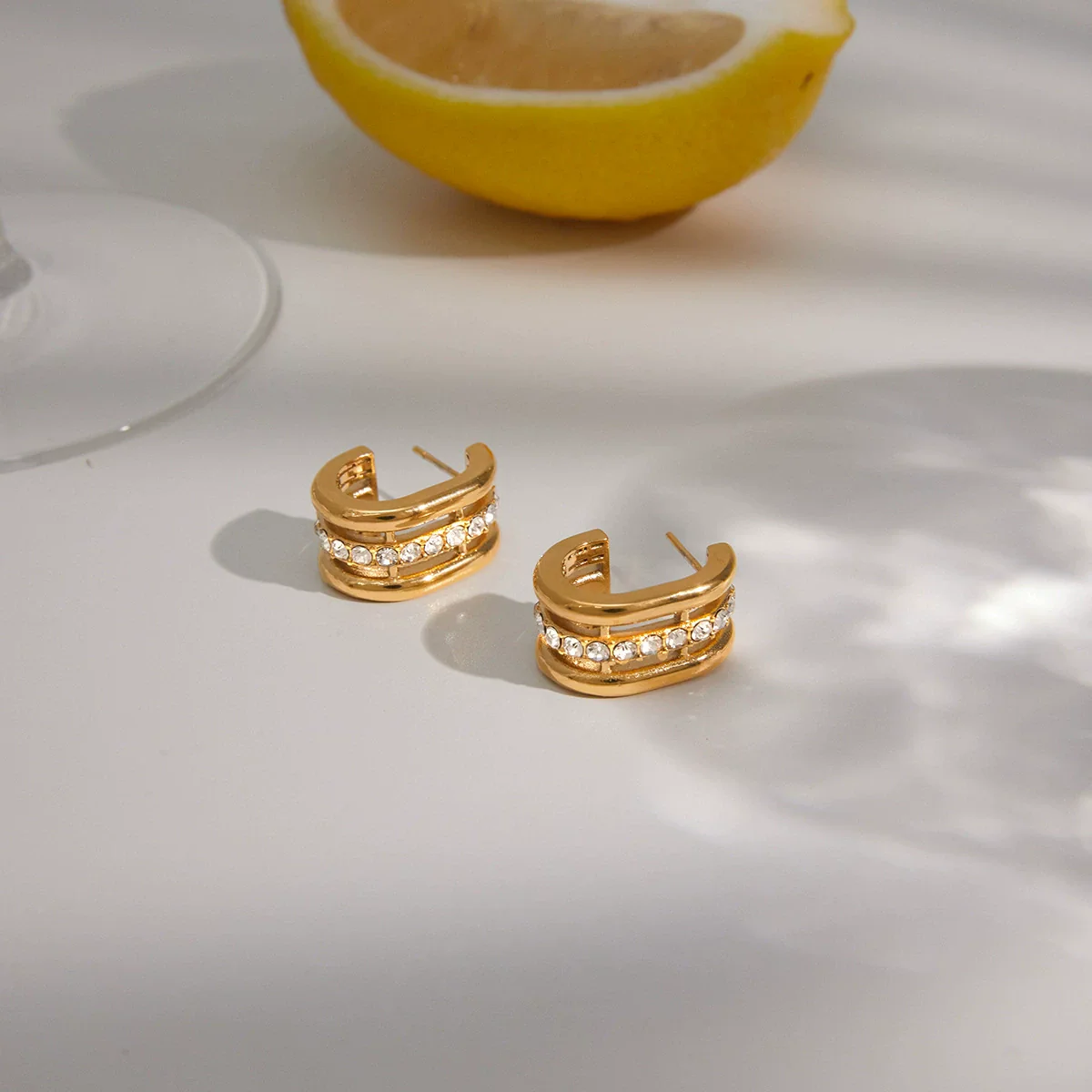 Wholesale Women's Geometric Stainless Steel Electroplated Earrings - Image 2