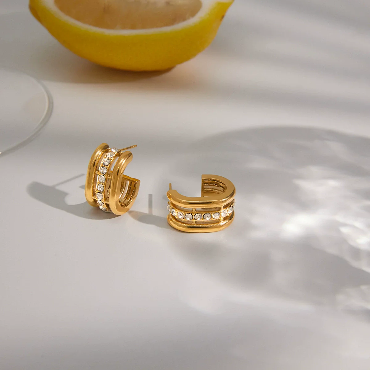 Wholesale Women's Geometric Stainless Steel Electroplated Earrings - Image 3