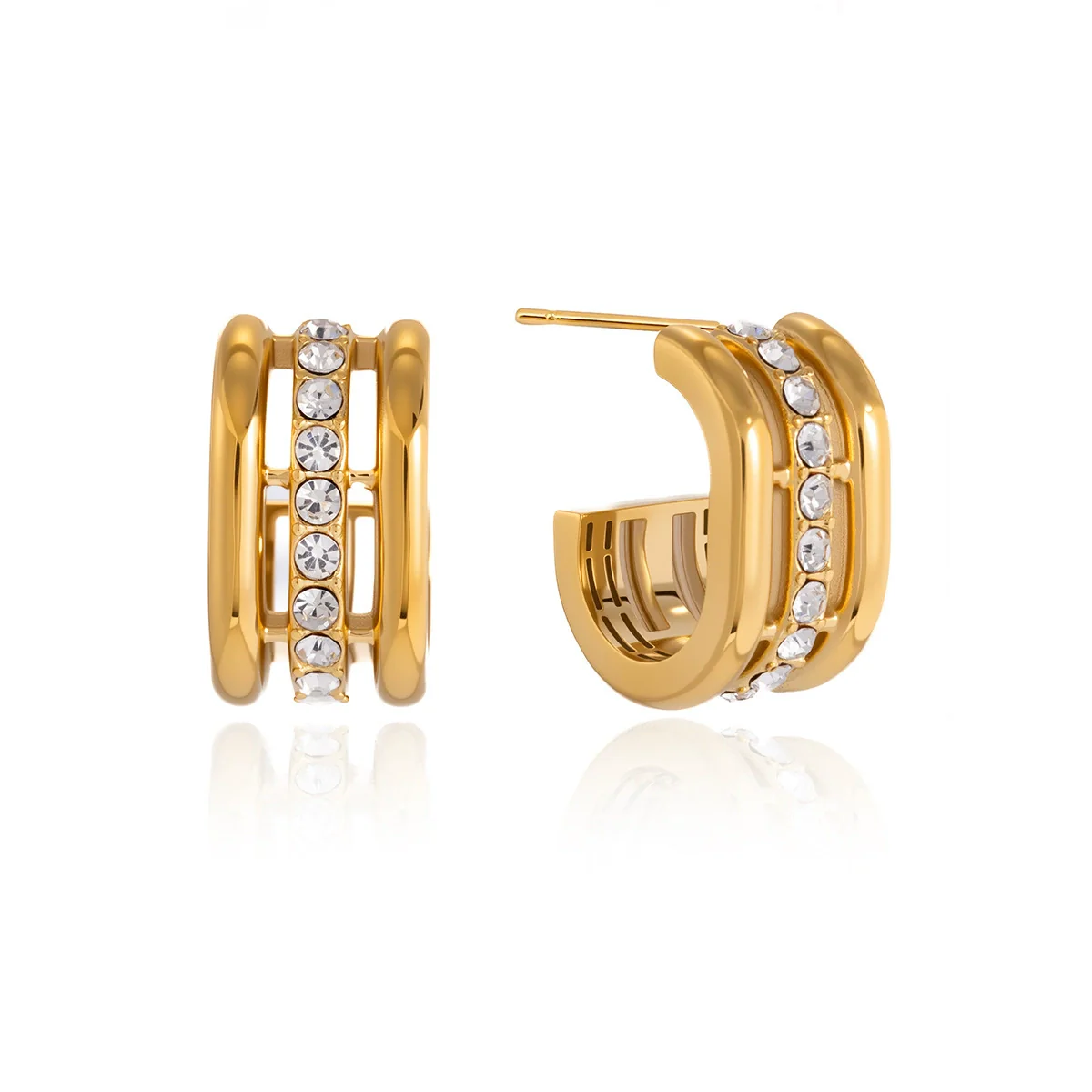 Wholesale Women's Geometric Stainless Steel Electroplated Earrings - Image 5
