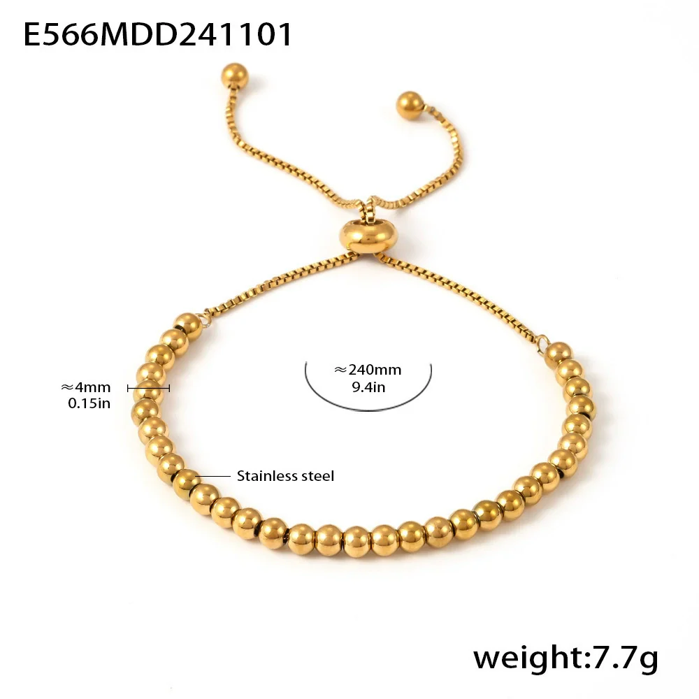 Wholesale Women's Geometric Stainless Steel Electroplated Ferris Wheel Beaded Bracelet - Image 7
