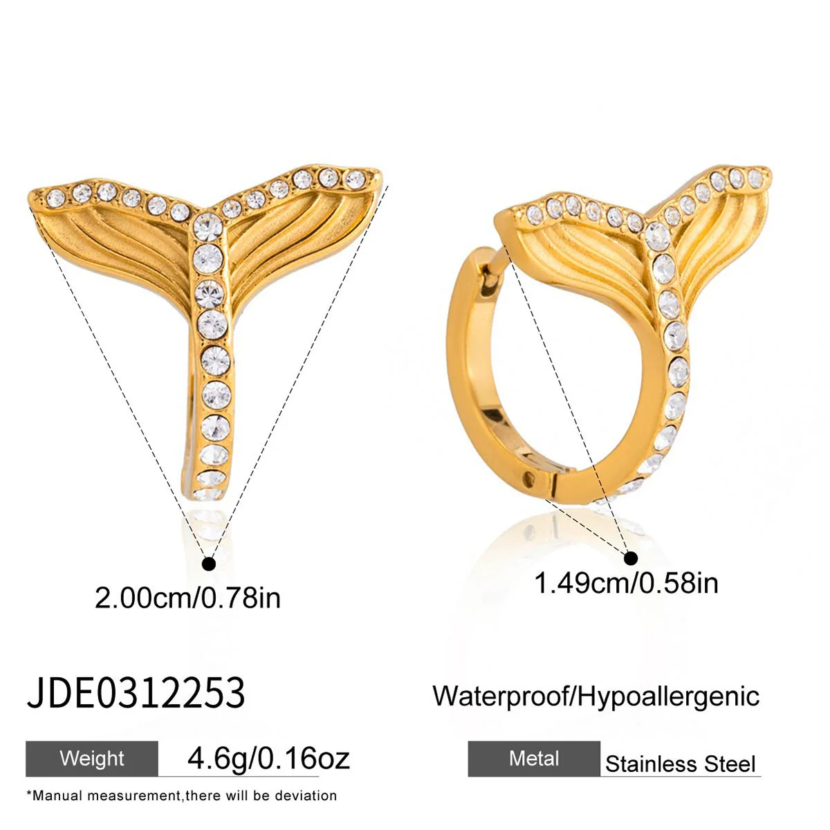 Wholesale Women's Geometric Stainless Steel Electroplated Fishtail Cross Earrings - Image 6