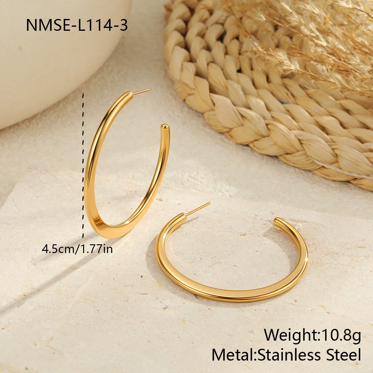 Wholesale Women's Geometric Stainless Steel Electroplated Hoop Earrings In Minimalist Light Luxury Style - Image 8