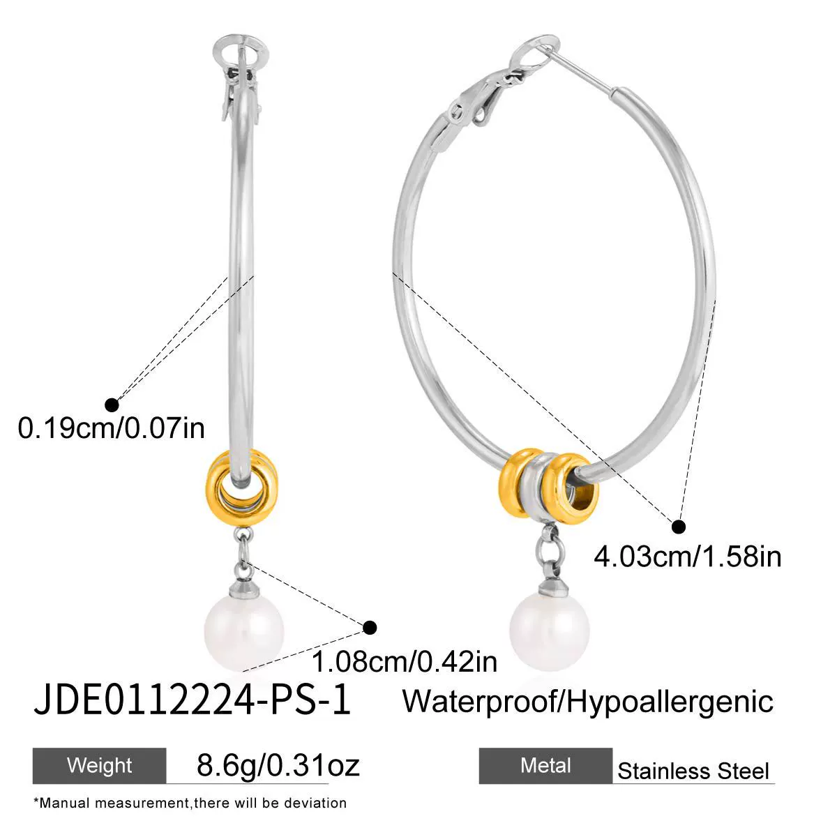 Wholesale Women's Geometric Stainless Steel Electroplated Hoop Zircon Earrings Jewelry - Image 12