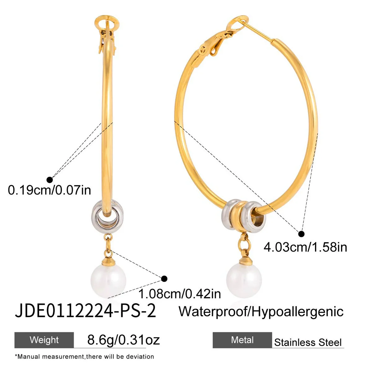 Wholesale Women's Geometric Stainless Steel Electroplated Hoop Zircon Earrings Jewelry - Image 13
