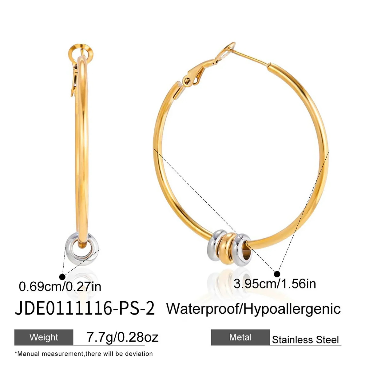 Wholesale Women's Geometric Stainless Steel Electroplated Hoop Zircon Earrings Jewelry - Image 6