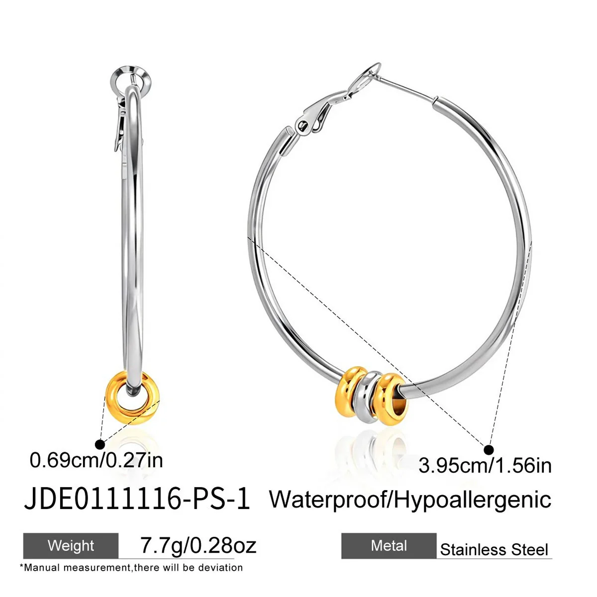 Wholesale Women's Geometric Stainless Steel Electroplated Hoop Zircon Earrings Jewelry - Image 7