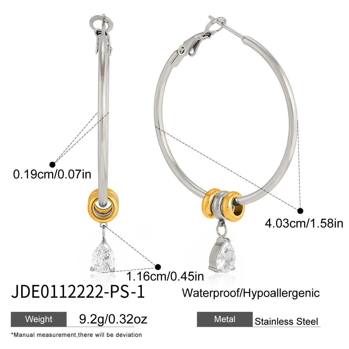 Wholesale Women's Geometric Stainless Steel Electroplated Hoop Zircon Earrings Jewelry - Image 8