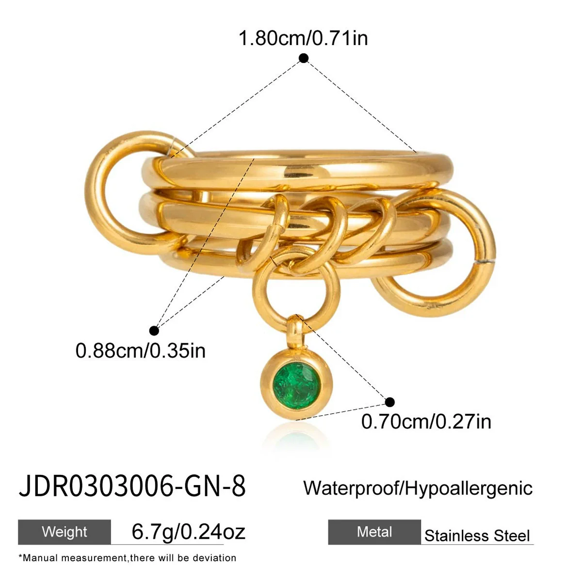 Wholesale Women's Geometric Stainless Steel Electroplated Interlocking Bracelet And Ring Jewelry - Image 9