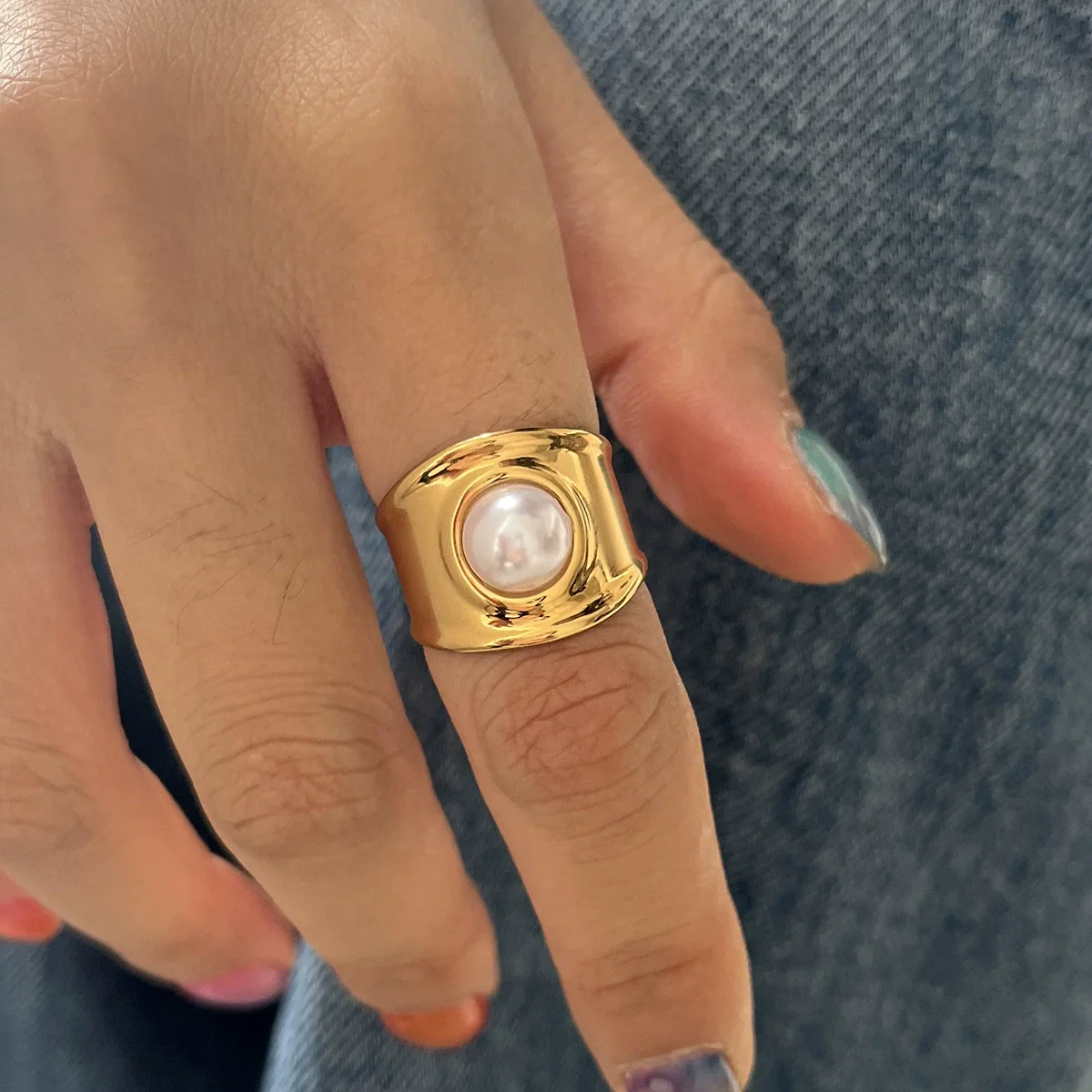 Wholesale Women's Geometric Stainless Steel Electroplated Open Ring Accessories - Image 4