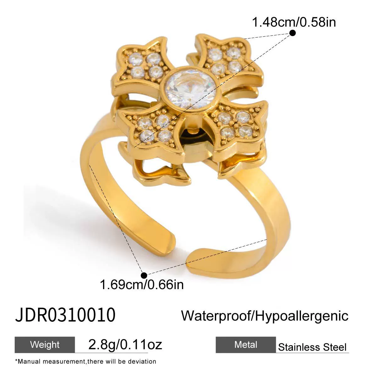 Wholesale Women's Geometric Stainless Steel Electroplated Rotatable Ring - Image 6