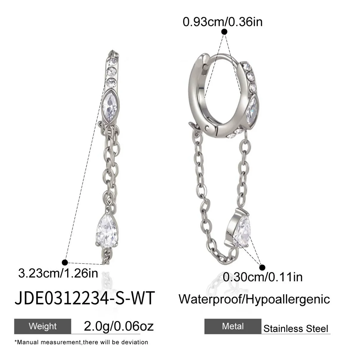 Wholesale Women's Geometric Stainless Steel Electroplated Tassel Ear Clips Earrings - Image 10