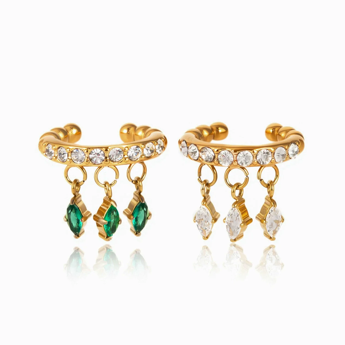 Wholesale Women's Geometric Stainless Steel Electroplated Tassel Ear Clips Earrings - Image 5
