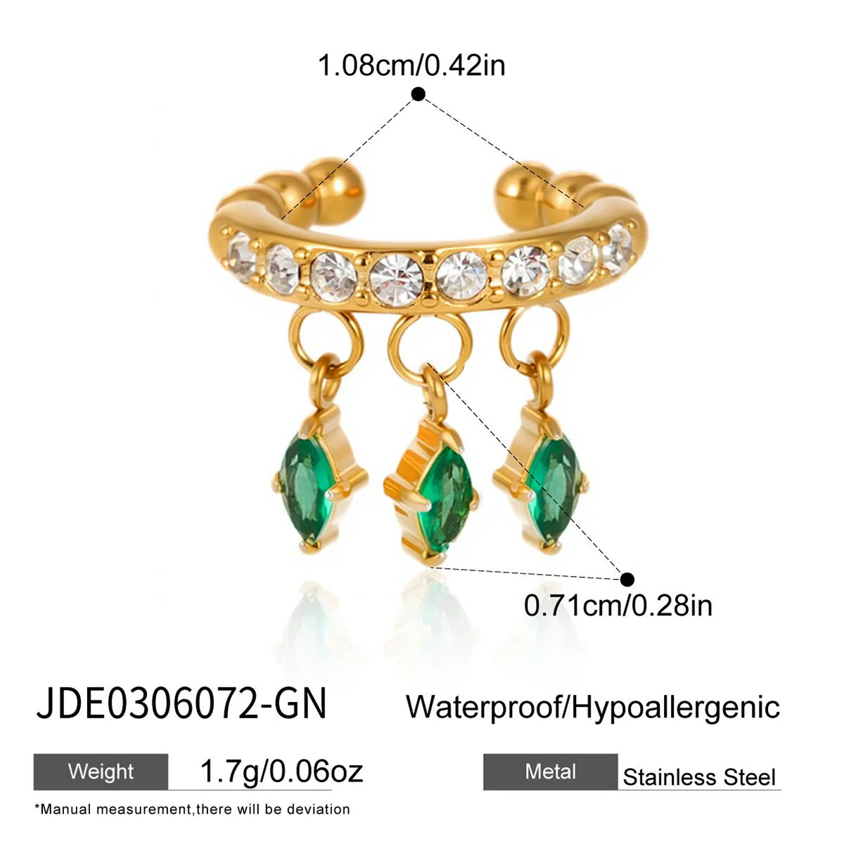 Wholesale Women's Geometric Stainless Steel Electroplated Tassel Ear Clips Earrings - Image 6