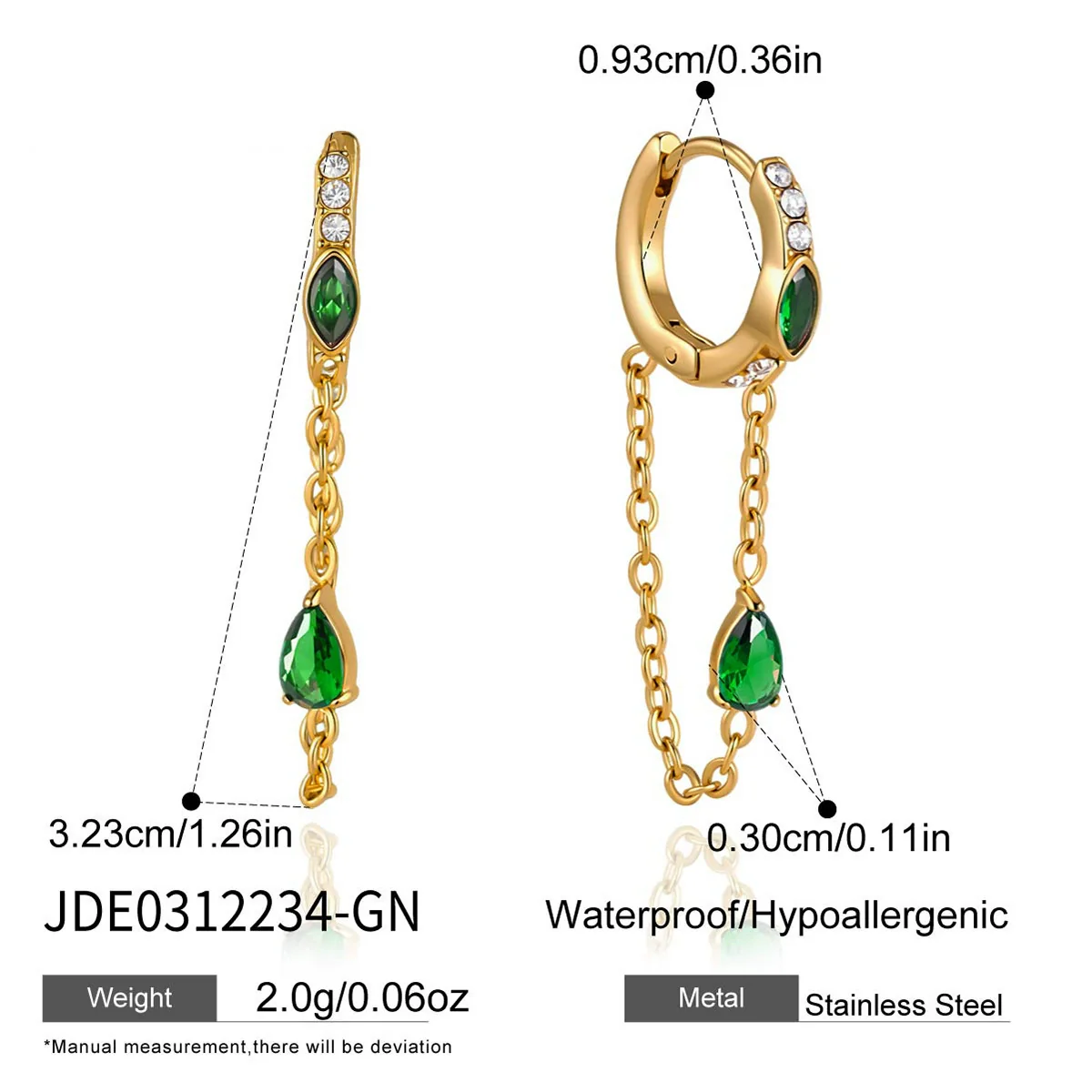 Wholesale Women's Geometric Stainless Steel Electroplated Tassel Ear Clips Earrings - Image 8