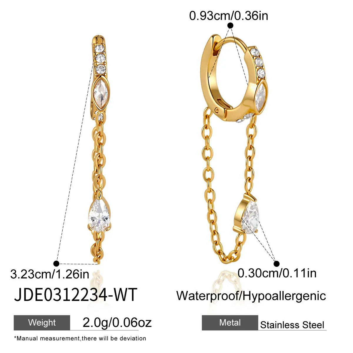 Wholesale Women's Geometric Stainless Steel Electroplated Tassel Ear Clips Earrings - Image 9