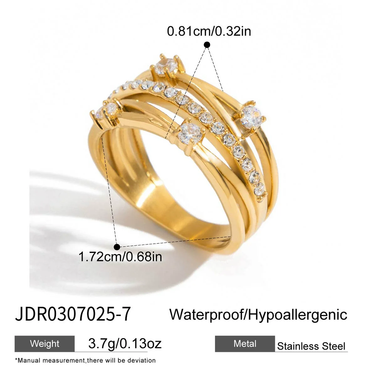 Wholesale Women's Geometric Stainless Steel Electroplated Zircon Ring Trendy Hand Jewelry - Image 9