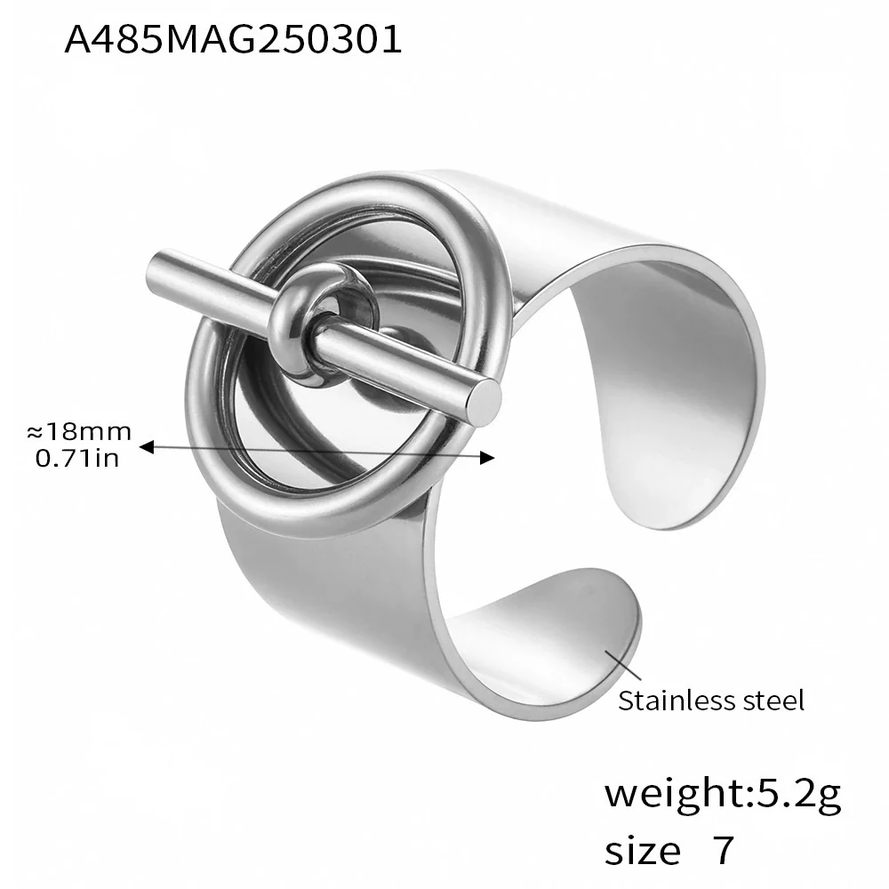 Wholesale Women's Geometric Stainless Steel Gold Plated Ferris Wheel Buckle Finger Ring Light Luxury Style - Image 7