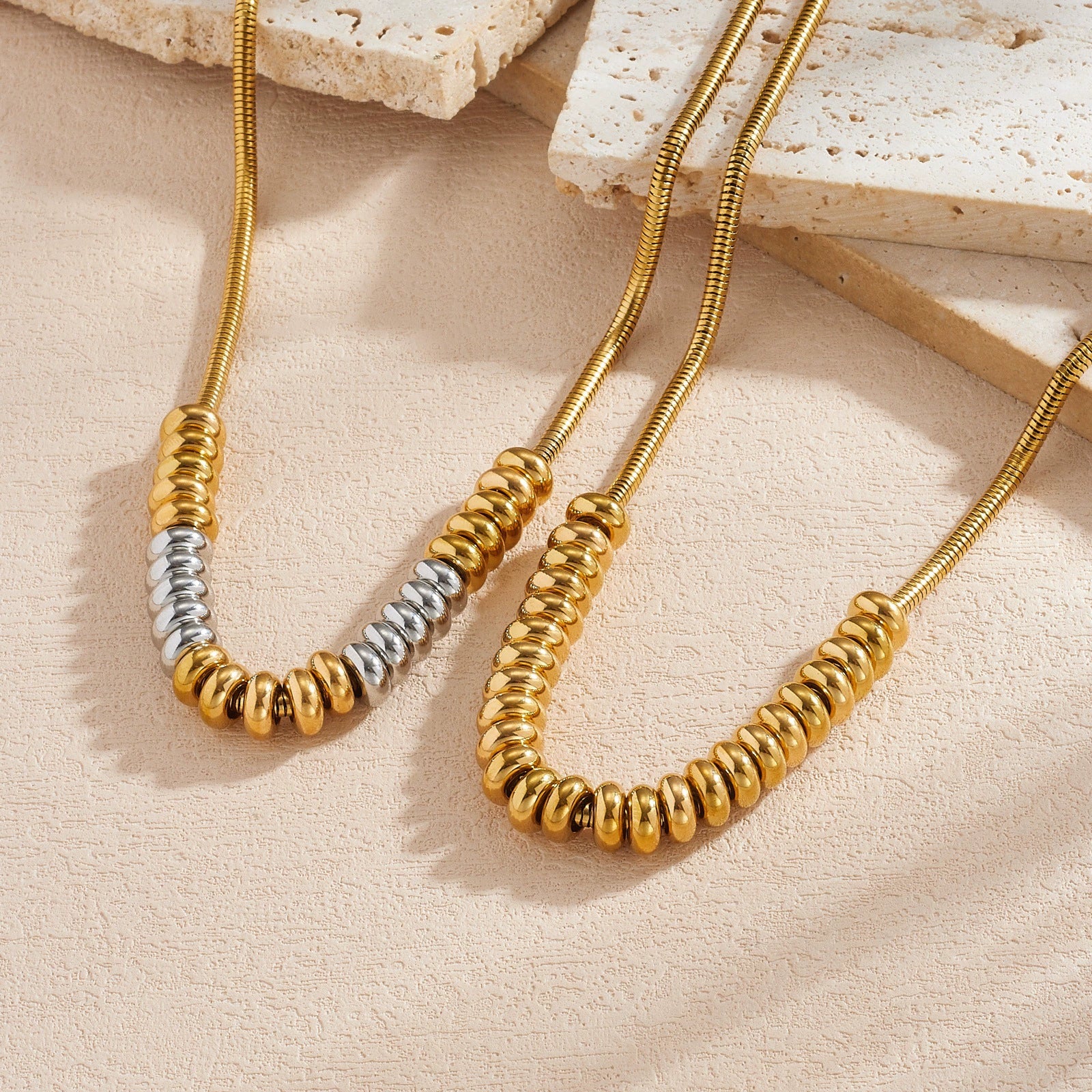 Wholesale Women's Geometric Stainless Steel Gold Plated Snake Chain Necklace Punk Minimalist Style - Image 3