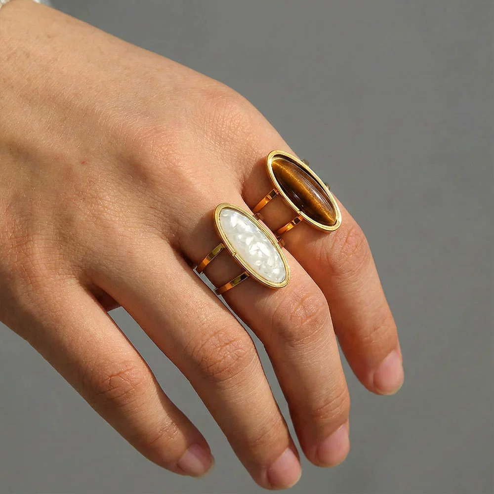 Wholesale Women's Geometric Stainless Steel Goldplated Electroplated Fashion Rings - Image 2