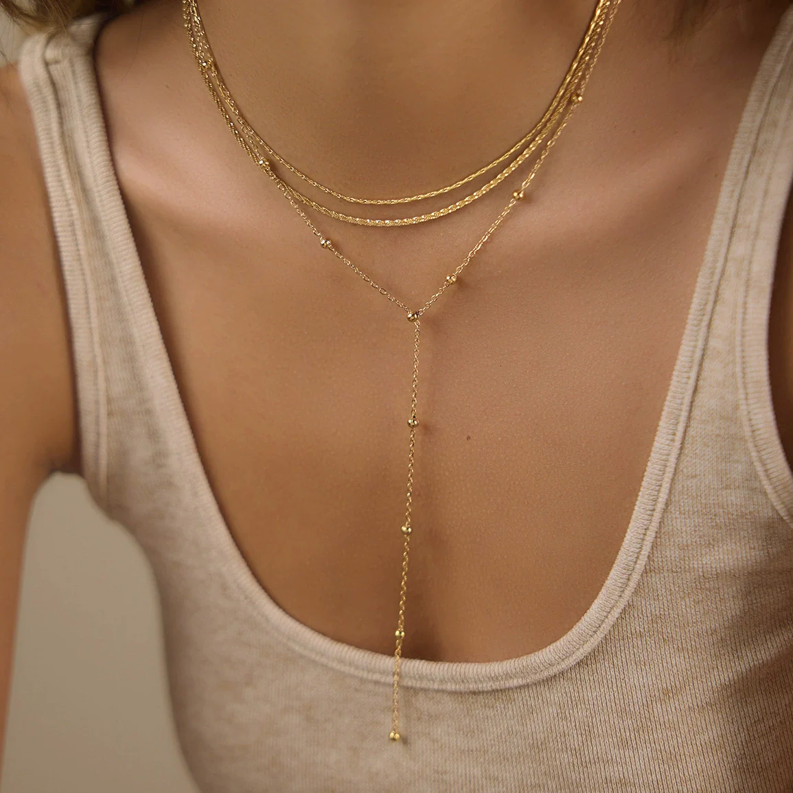 Wholesale Women's Geometric Stainless Steel Necklace With Pvd Furnace Vacuum Real Gold Plating