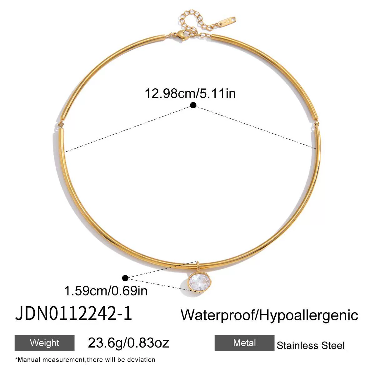 Wholesale Women's Geometric Stainless Steel Necklace With Vacuum Real Gold Plating - Image 6