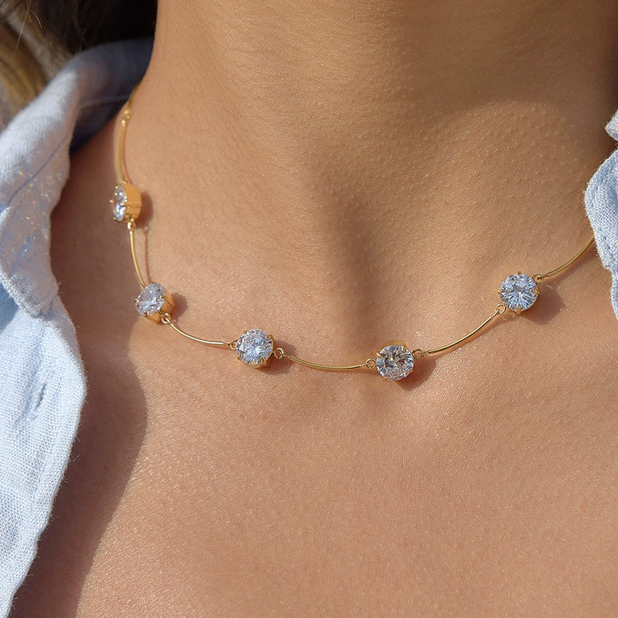 Wholesale Women's Geometric Stainless Steel Necklace With Vacuum Real Gold Plating In Pvd Furnace - Image 2