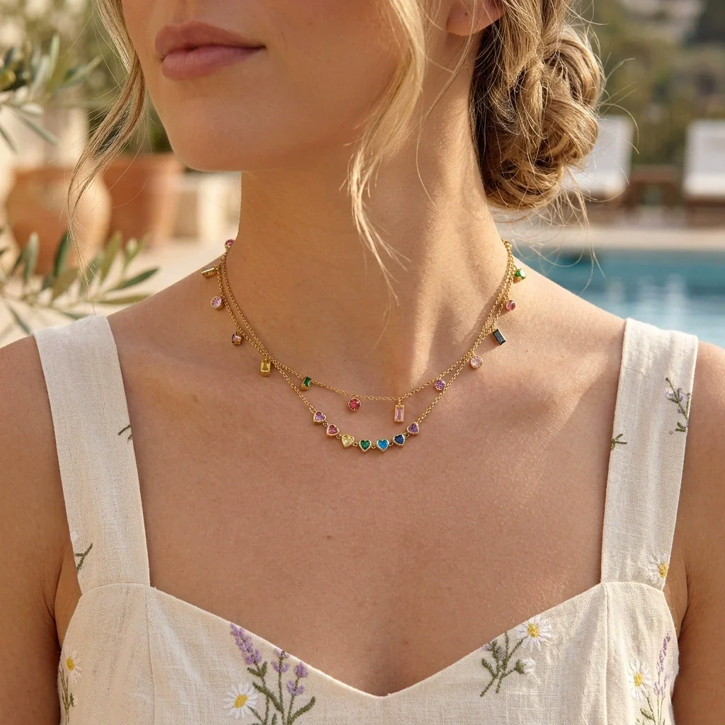 Wholesale Women's Geometric Stainless Steel Necklace With Vacuum Real Gold Plating In Pvd Furnace - Image 2