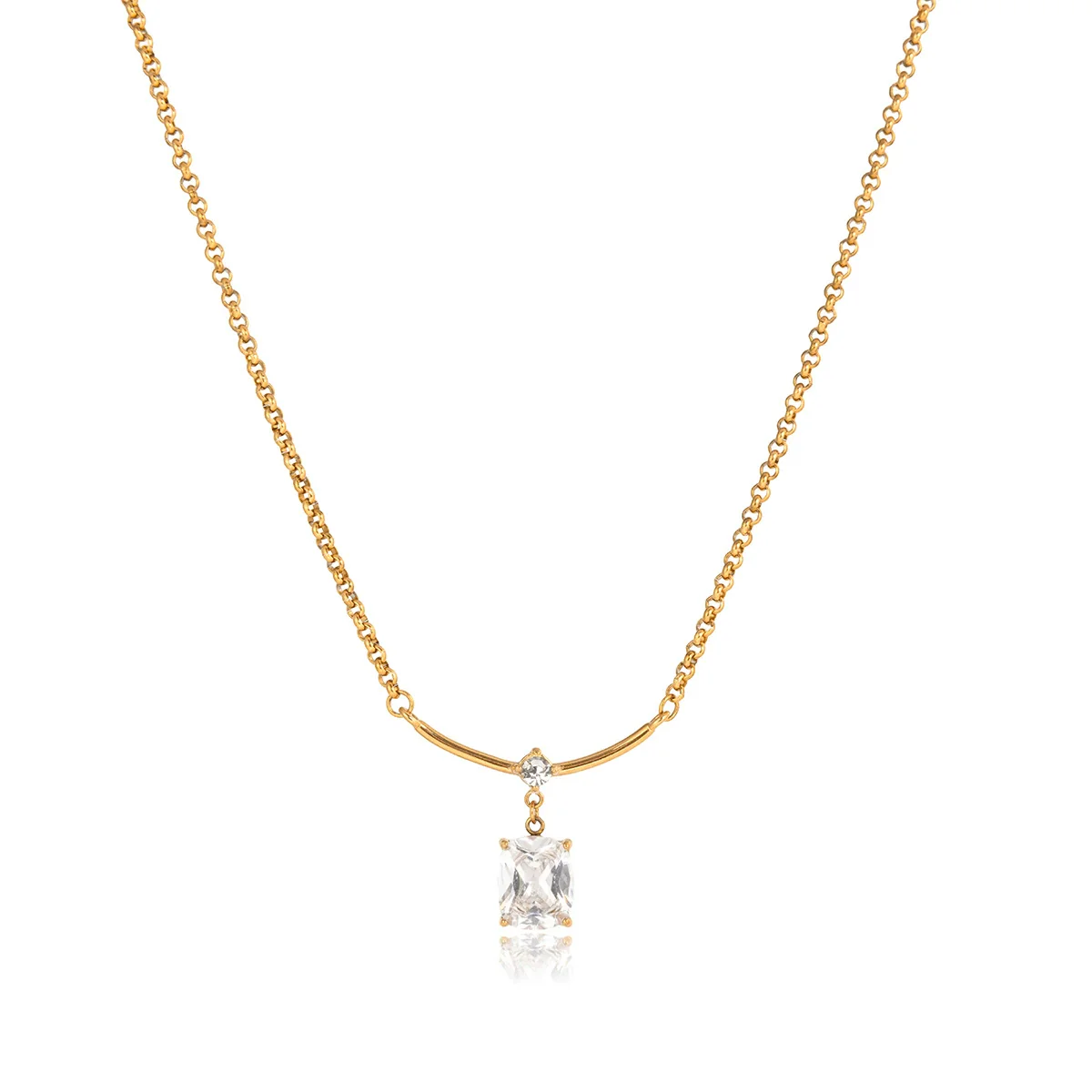 Wholesale Women's Geometric Stainless Steel Pendant Necklace With Vacuum Real Gold Plating In Pvd Furnace - Image 5