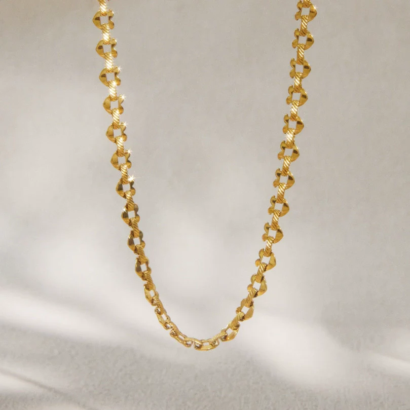 Wholesale Women's Geometric Stainless Steel Pvd Furnace Vacuum Real Gold Plated Necklace - Image 4