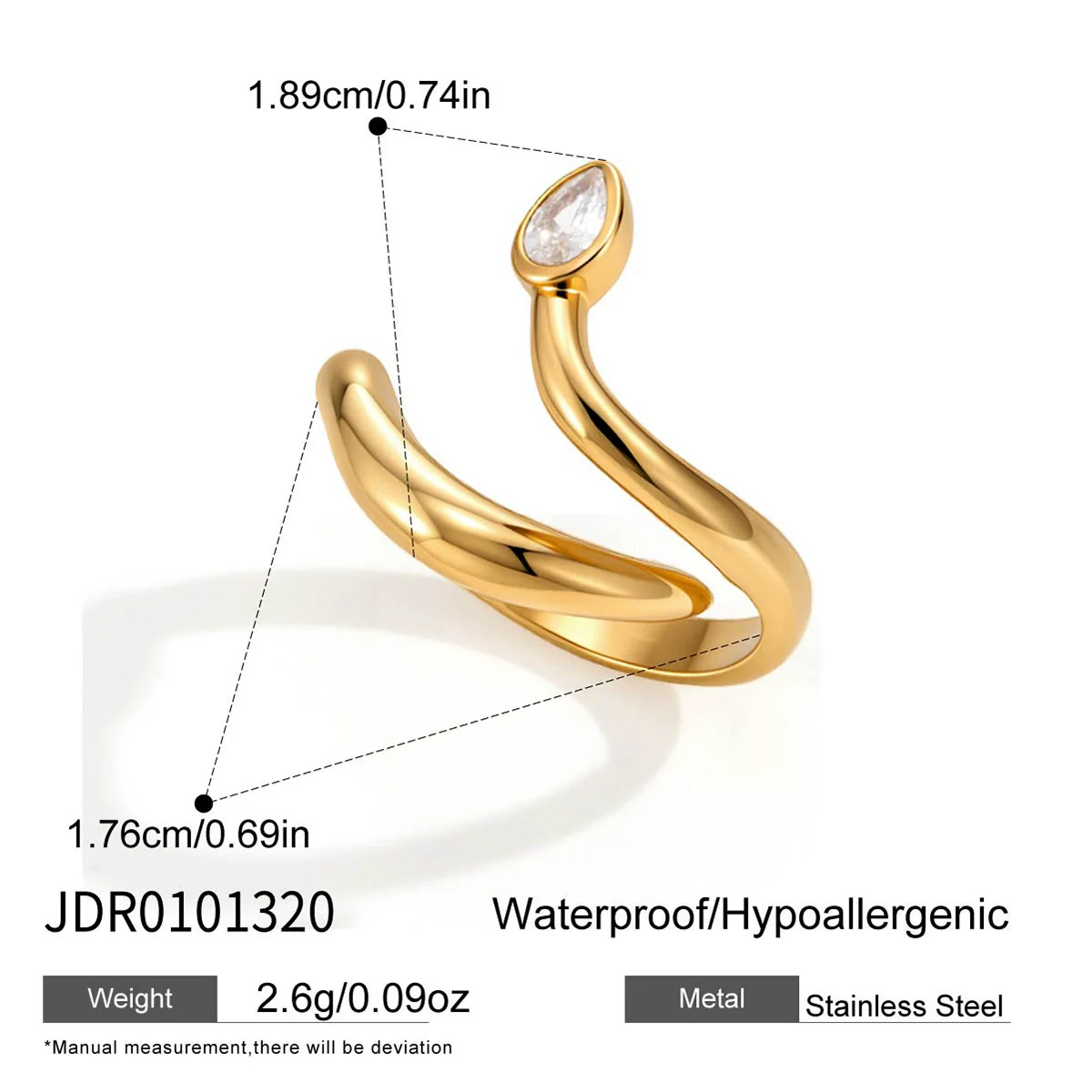 Wholesale Women's Geometric Stainless Steel Real Gold Plated Ring Accessories - Image 6