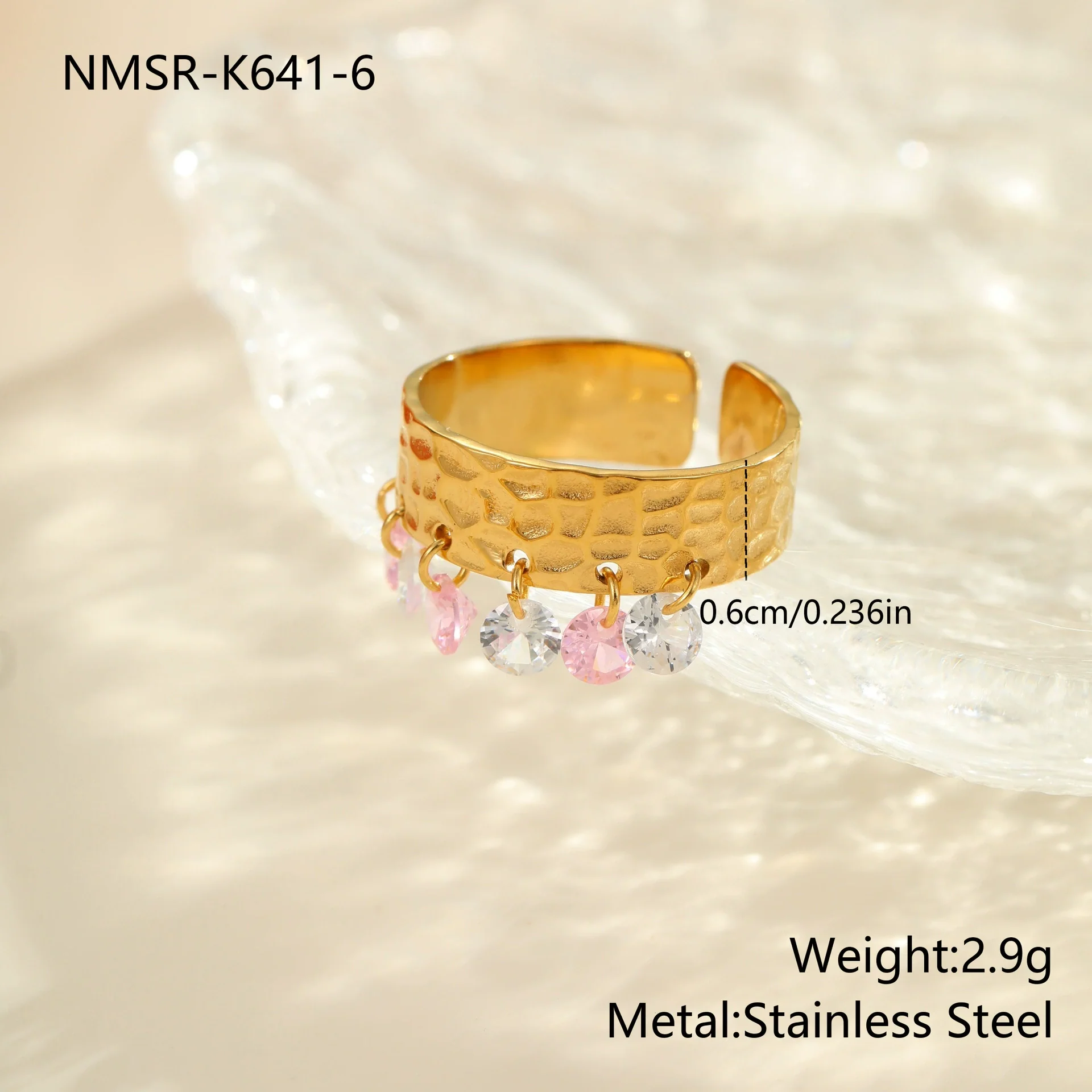 Wholesale Women's Geometric Stainless Steel Ring Electroplated With Real Gold Inlaid With Zircon Light Luxury Hand Jewelry - Image 11