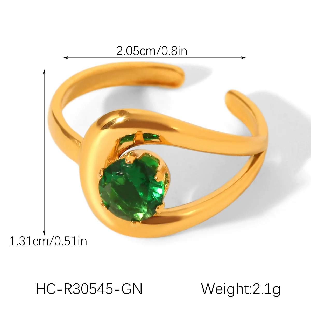Wholesale Women's Geometric Stainless Steel Ring Set With Green Zirconia Light Luxury And Highend Jewelry - Image 13