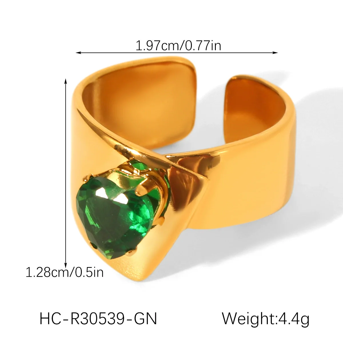 Wholesale Women's Geometric Stainless Steel Ring Set With Green Zirconia Light Luxury And Highend Jewelry - Image 7