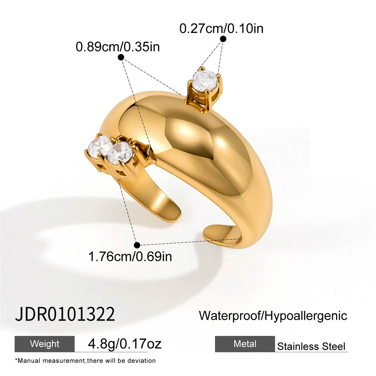 Wholesale Women's Geometric Stainless Steel Ring With Pvd Furnace Vacuum Real Gold Plating - Image 6
