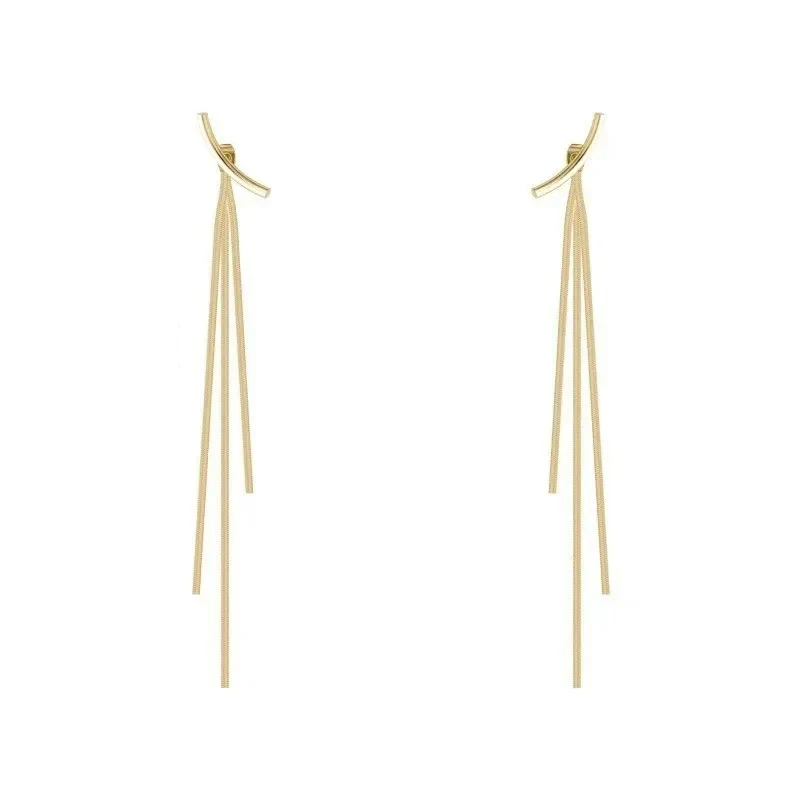 Wholesale Women's Geometric Stainless Steel Tassel Gold Plated Earrings Old Money Style Jewelry - Image 5