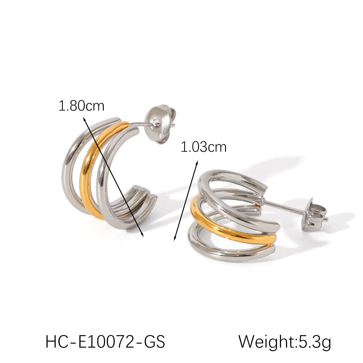 Wholesale Women's Geometric Stainless Steel Threelayer Line Electroplated Earrings - Image 7