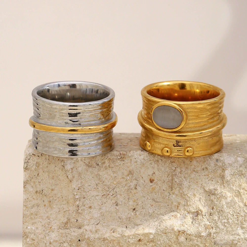 Wholesale Women's Geometric Stainless Steel Vacuum Plated Old Money Style Ring Bracelet Accessories - Image 4