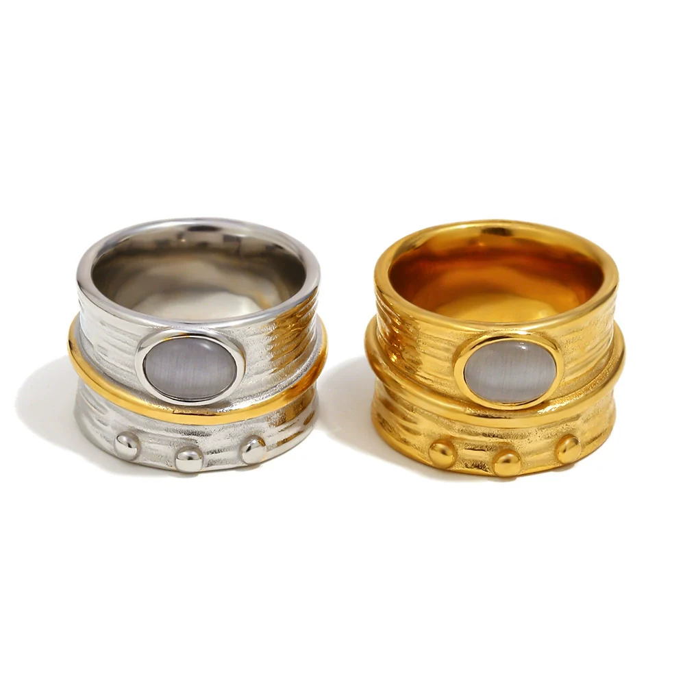 Wholesale Women's Geometric Stainless Steel Vacuum Plated Old Money Style Ring Bracelet Accessories - Image 5