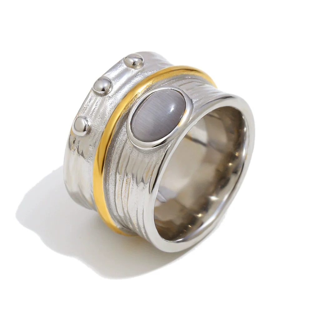 Wholesale Women's Geometric Stainless Steel Vacuum Plated Old Money Style Ring Bracelet Accessories - Image 6