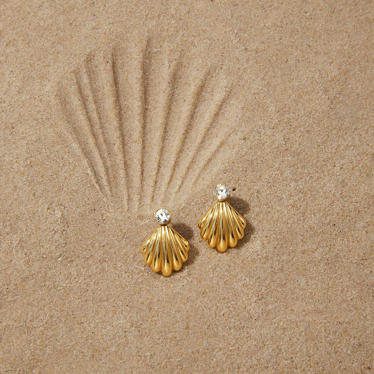 Wholesale Women's Geometric Stainless Steel Vacuum Real Gold Plated Earrings - Image 4