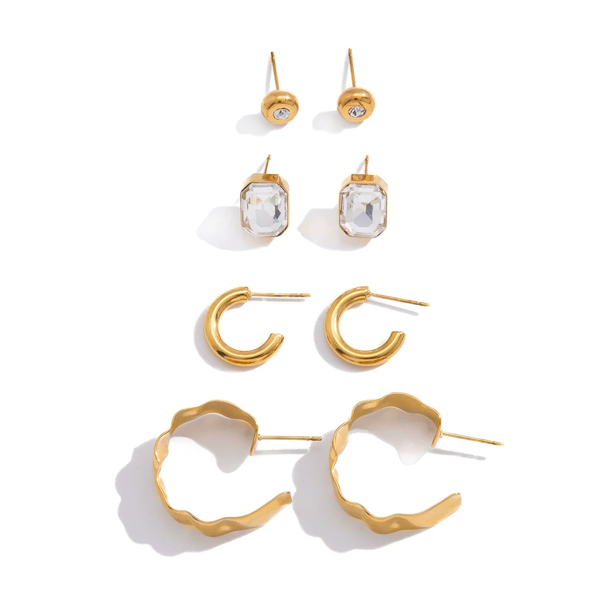 Wholesale Women's Geometric Stainless Steel Vacuum Real Gold Plated Earrings Jewelry - Image 4