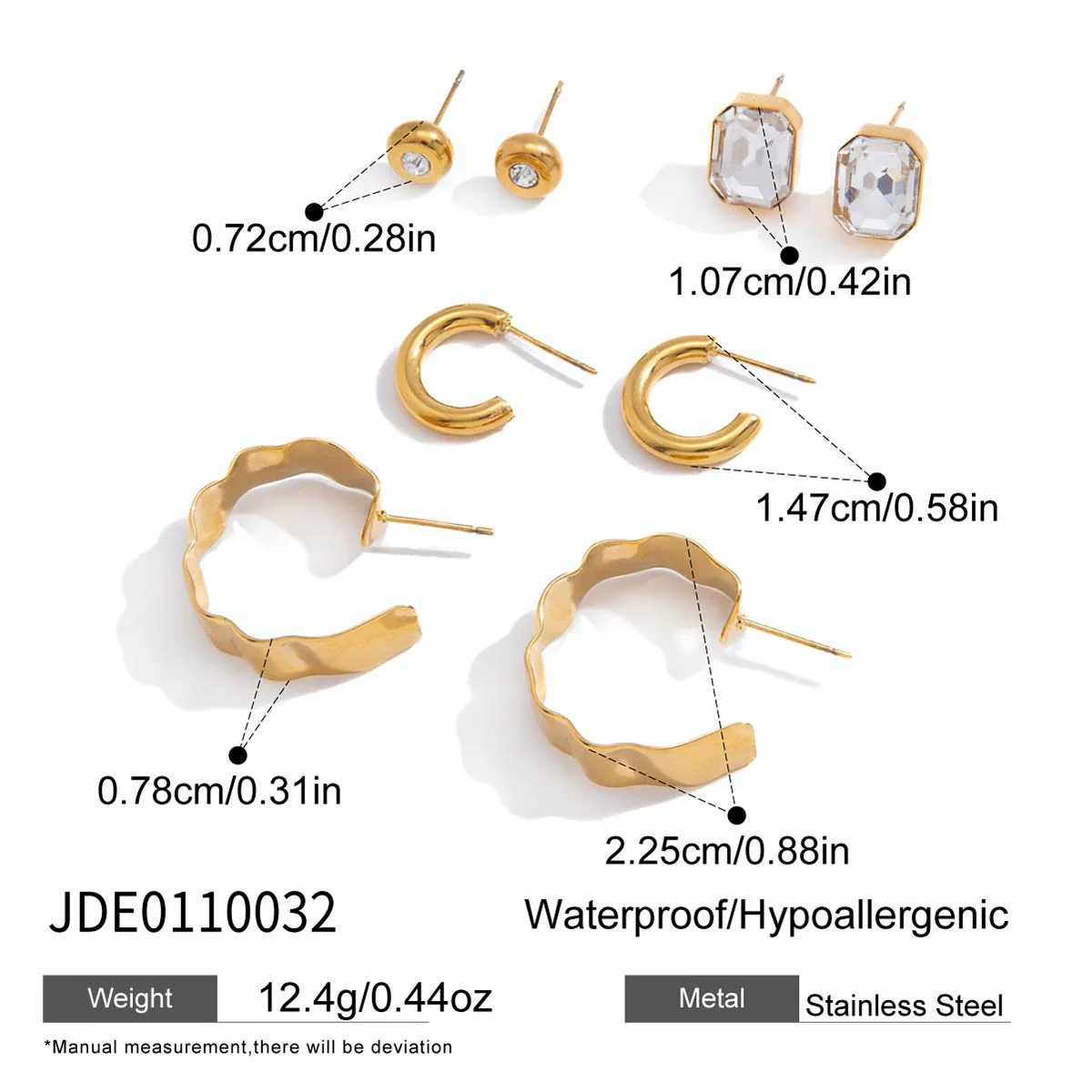 Wholesale Women's Geometric Stainless Steel Vacuum Real Gold Plated Earrings Jewelry - Image 5