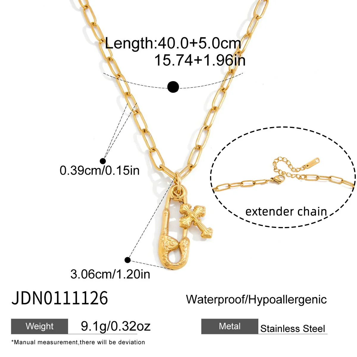 Wholesale Women's Geometric Stainless Steel Vacuum Real Gold Plated Paperclip Necklace Luxury Jewelry - Image 6