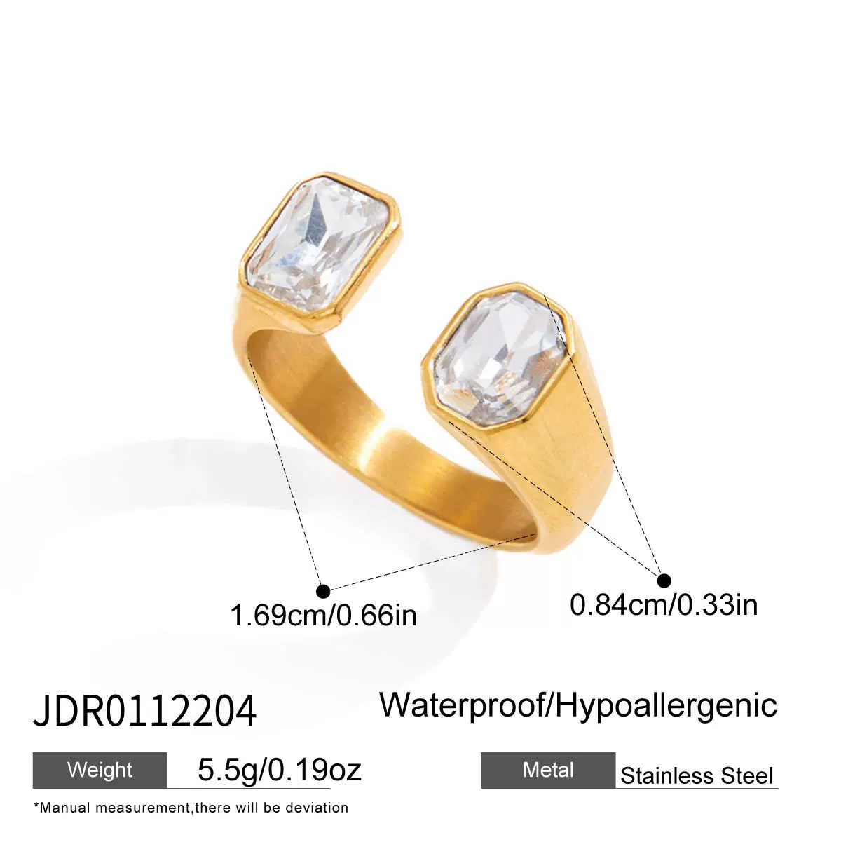 Wholesale Women's Geometric Stainless Steel Vacuum Real Gold Plated Ring Jewelry Accessories - Image 7