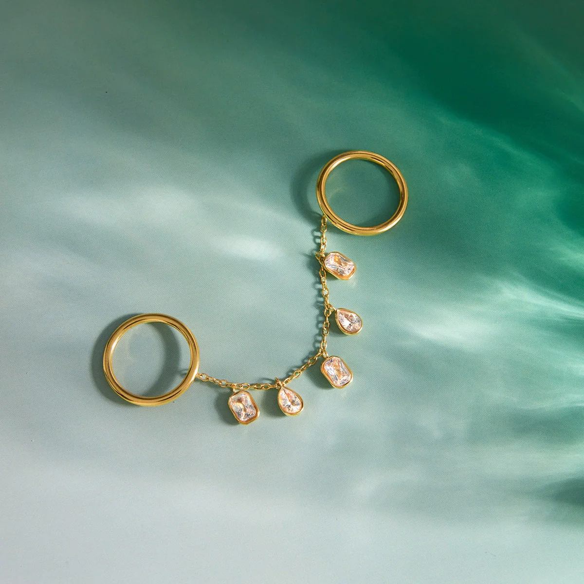 Wholesale Women's Geometric Stainless Steel Vacuum Real Gold Plated Stackable Rings - Image 4