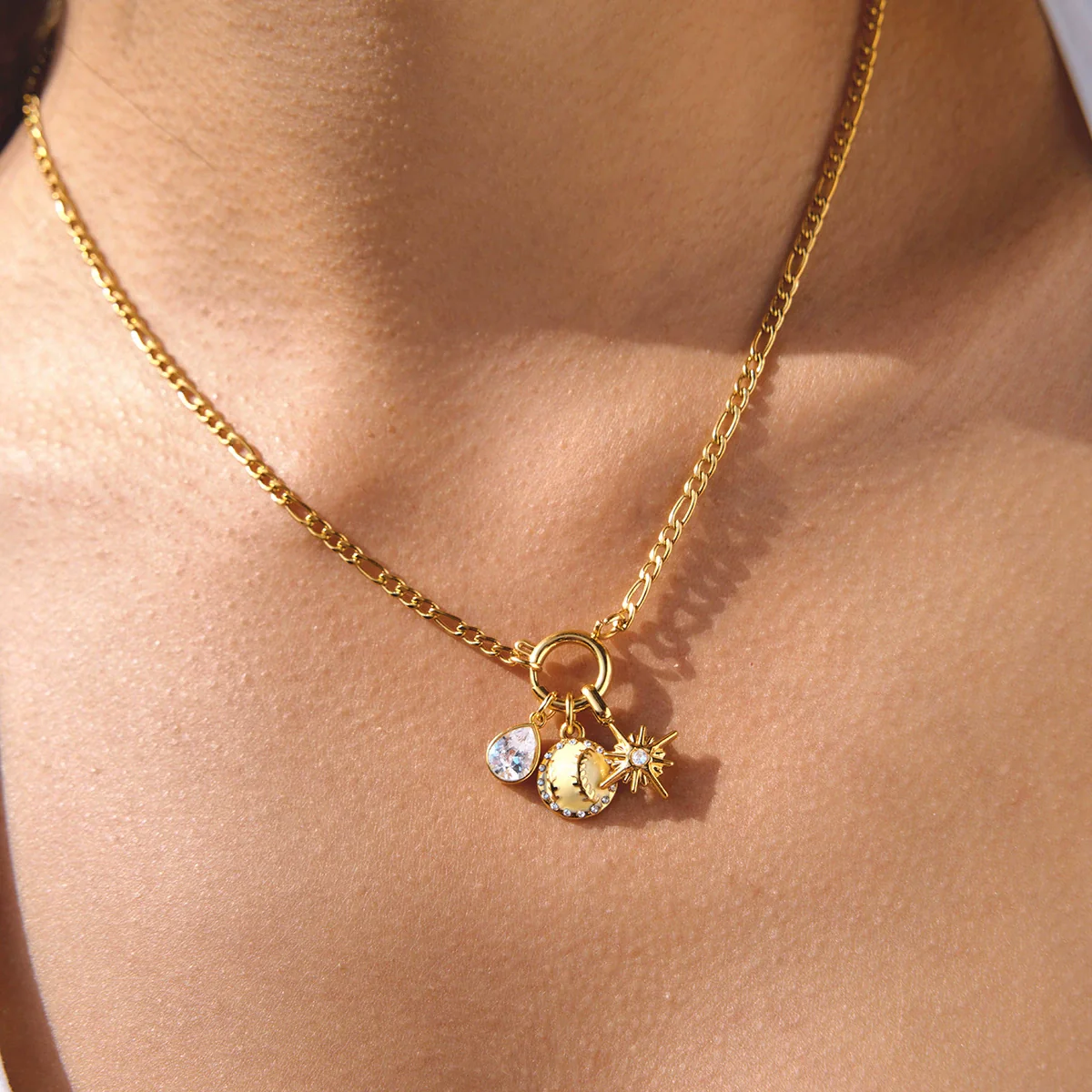 Wholesale Women's Geometric Stainless Steel Vacuum Real Gold Plated Tennis Necklace - Image 3